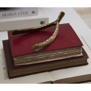 Antiqued‎ Gold Finish Metal Wishbone Sculpture Home Decor Thanksgiving Luck 6"